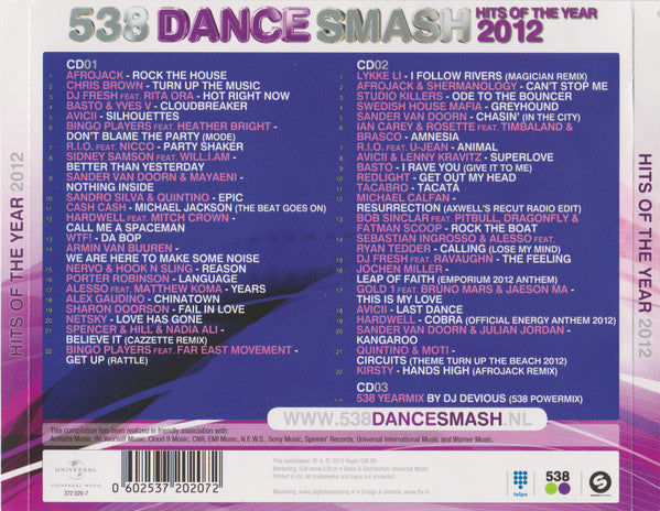 Various : 538 Dance Smash - Hits Of The Year 2012 (2xCD, Comp + CD, Comp, Mixed)