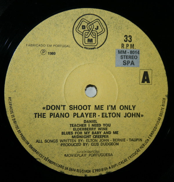 Elton John : Don't Shoot Me I'm Only The Piano Player (LP, Album, Gat)