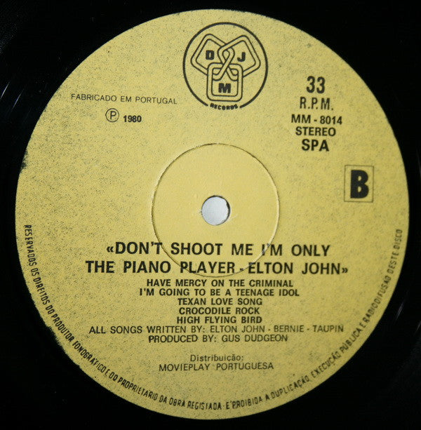 Elton John : Don't Shoot Me I'm Only The Piano Player (LP, Album, Gat)