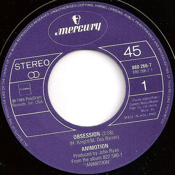 Animotion : Obsession (7", Single)