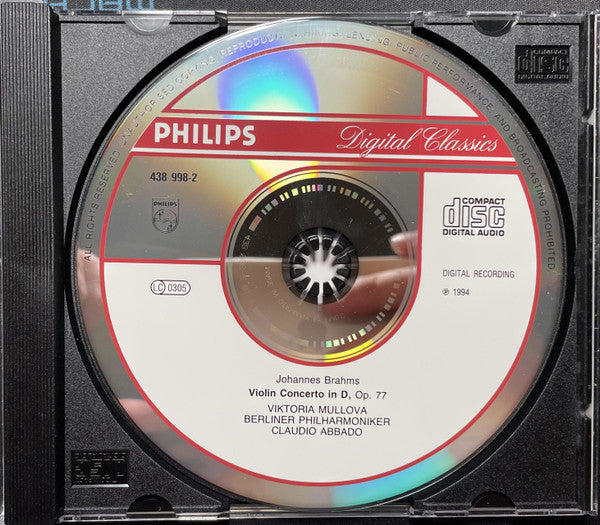 Johannes Brahms, Viktoria Mullova, Berliner Philharmoniker, Claudio Abbado : Violin Concerto (Live In Tokyo) (CD, Album, PMD)