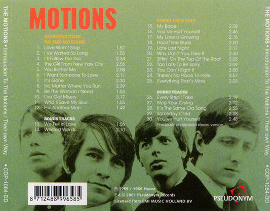 The Motions : Introduction To The Motions / Their Own Way (CD, Comp, Ltd)