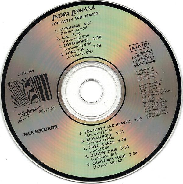 Indra Lesmana : For Earth And Heaven (CD, Album)