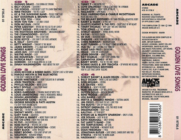 Various : Golden Love Songs Top 100 - Non Stop The Most Beautiful Love Songs (4xCD, Comp)