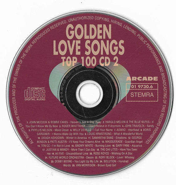 Various : Golden Love Songs Top 100 - Non Stop The Most Beautiful Love Songs (4xCD, Comp)