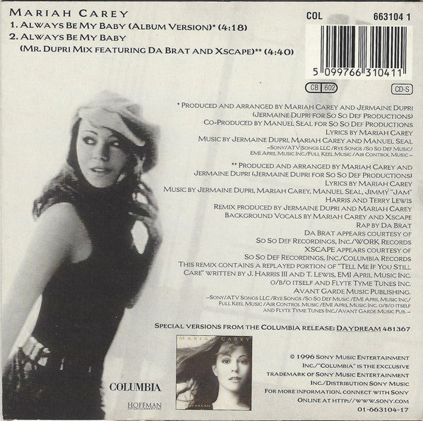 Mariah Carey : Always Be My Baby (CD, Single, Car)