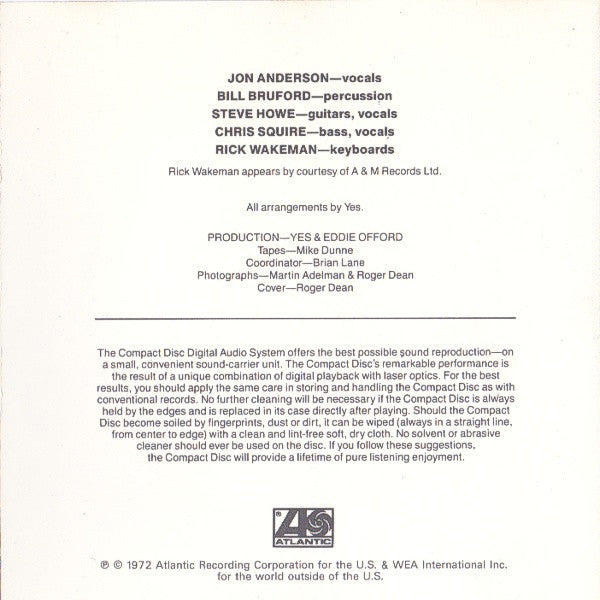 Yes : Close To The Edge (CD, Album, RE)
