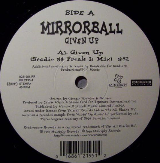 Mirrorball : Given Up (12")