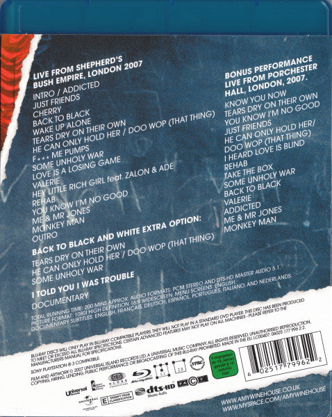 Amy Winehouse : I Told You I Was Trouble - Live In London (Blu-ray)