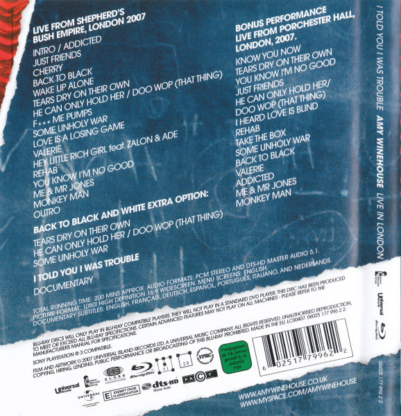 Amy Winehouse : I Told You I Was Trouble - Live In London (Blu-ray)