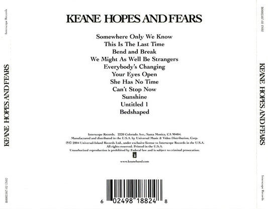 Keane : Hopes And Fears (CD, Album)