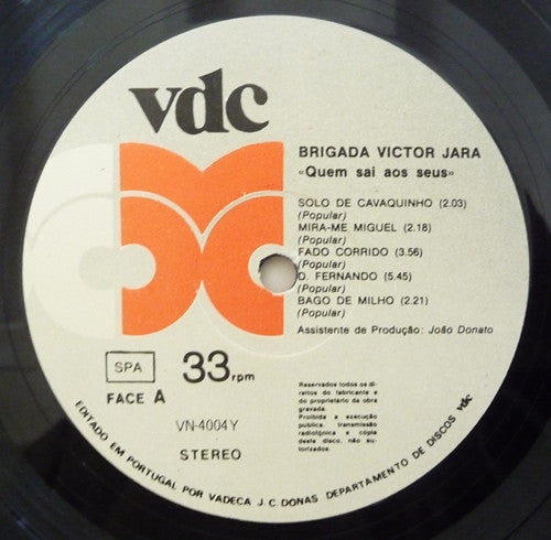 Brigada Victor Jara : Quem Sai Aos Seus (LP, Album)