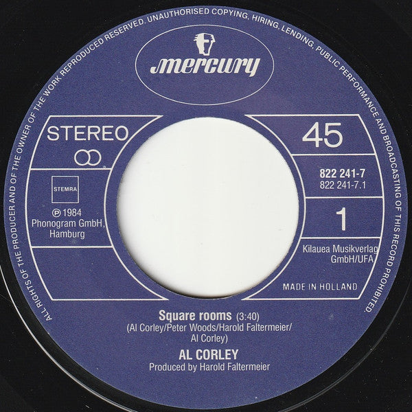Al Corley : Square Rooms (7", Single)