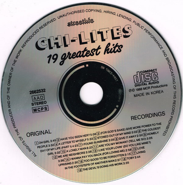 The Chi-Lites : 19 Greatest Hits (CD, Comp)