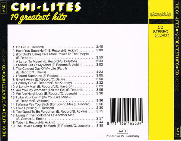 The Chi-Lites : 19 Greatest Hits (CD, Comp)