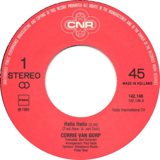 Corrie van Gorp : Hallo Hallo (7", Single)