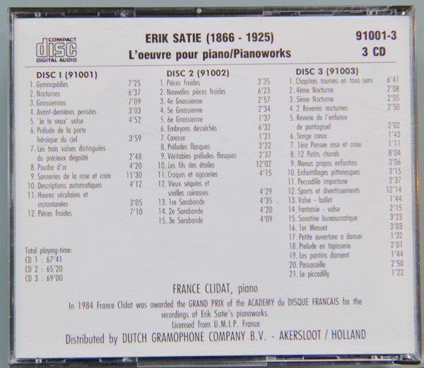 Erik Satie, France Clidat : Complete Pianoworks (3xCD, Comp)