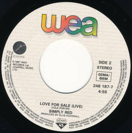 Simply Red : Ev'ry Time We Say Goodbye (7", Single)