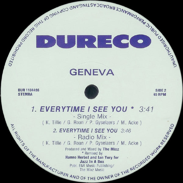 Geneva : Everytime I See You (12")