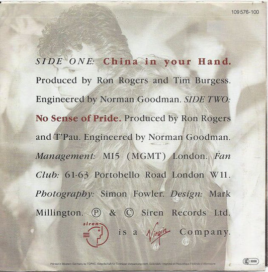 T'Pau : China In Your Hand (7", Single)