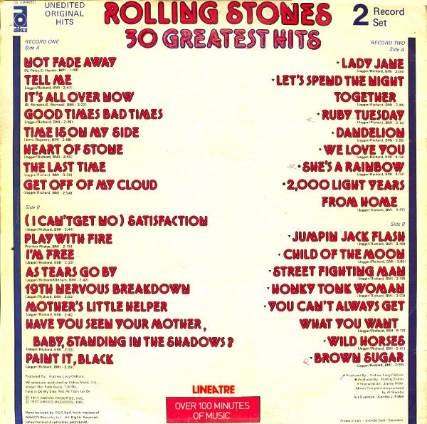 The Rolling Stones : 30 Greatest Hits (2xLP, Comp)