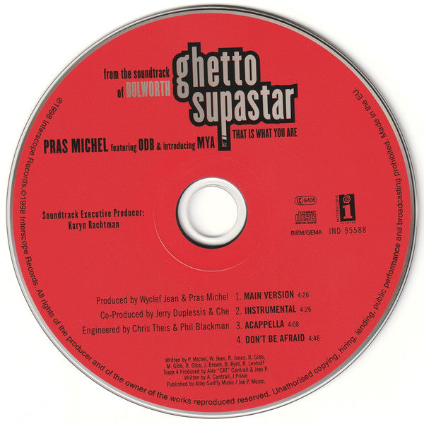 Pras Michel Featuring Ol' Dirty Bastard & Introducing Mya : Ghetto Supastar (That Is What You Are) (CD, Maxi)