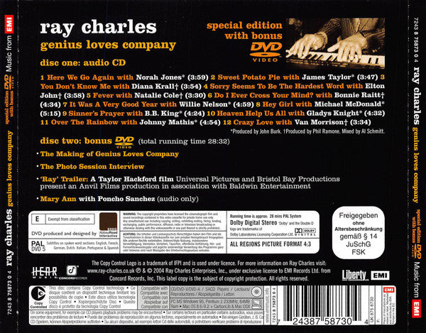 Ray Charles : Genius Loves Company (CD, Album, Copy Prot., Ltd, Spe + DVD)