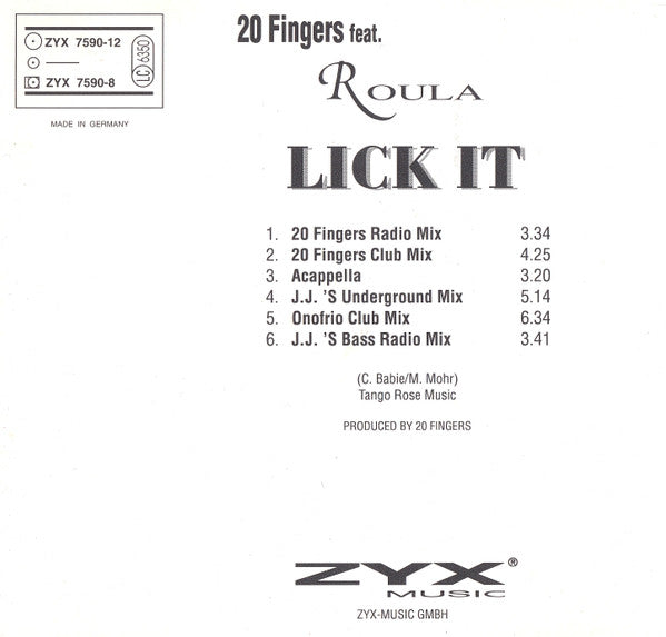 20 Fingers Feat. Roula : Lick It (CD, Maxi)