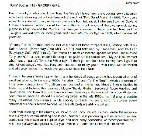 Tony Joe White : Groupy Girl (CD, Album, RE)