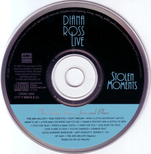 Diana Ross : Diana Ross Live - Stolen Moments: The Lady Sings...Jazz And Blues (CD, Album)