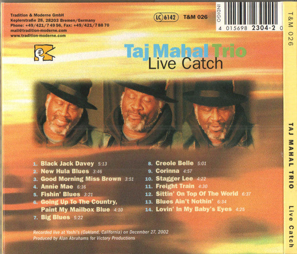 Taj Mahal Trio : Live Catch (CD, Album)