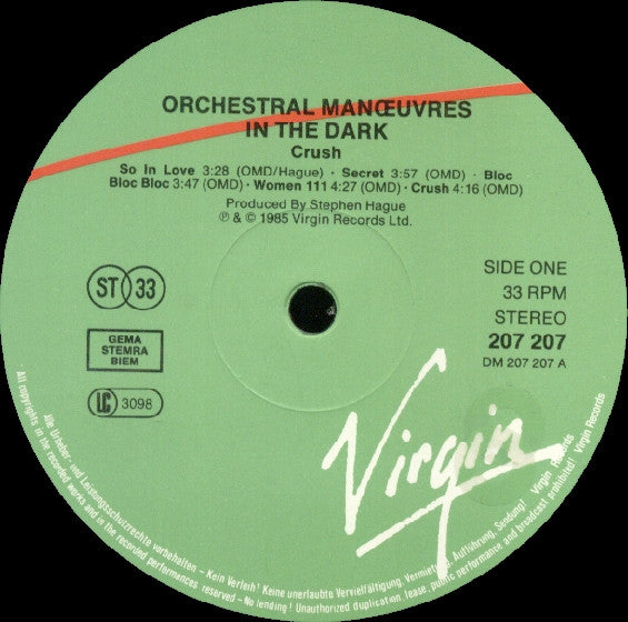 Orchestral Manoeuvres In The Dark : Crush (LP, Album)