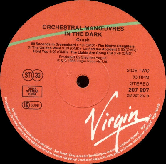 Orchestral Manoeuvres In The Dark : Crush (LP, Album)
