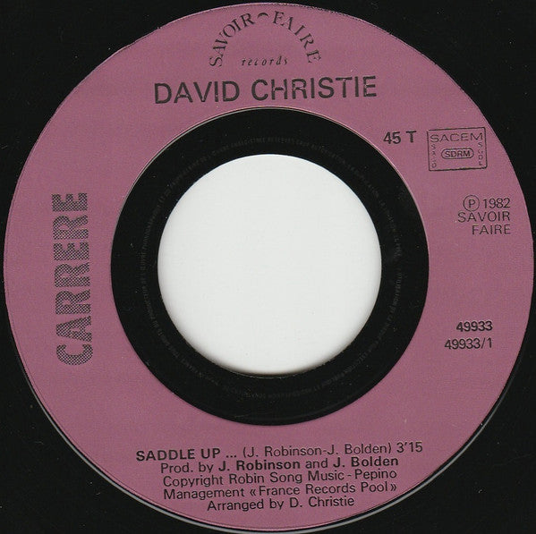 David Christie : Saddle Up (7", Single)