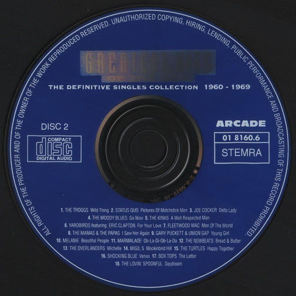 Various : Greatest Hits Of The '60's (The Definitive Singles Collection 1960-1969) (2xCD, Comp)