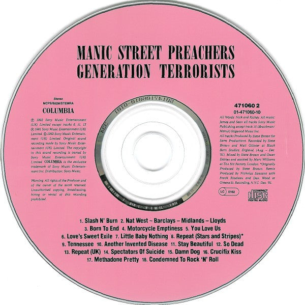 Manic Street Preachers : Generation Terrorists (CD, Album, RP)