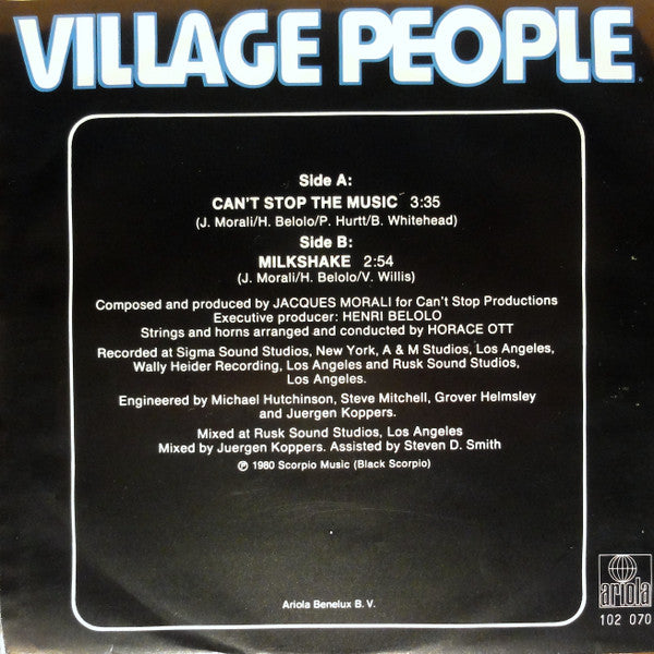 Village People : Can't Stop The Music (7", Single)