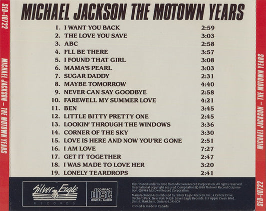 Michael Jackson : The Motown Years ...His Greatest Hits (CD, Comp)