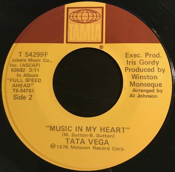 Tata Vega : I Just Keep Thinking About You Baby / Music In My Heart (7")
