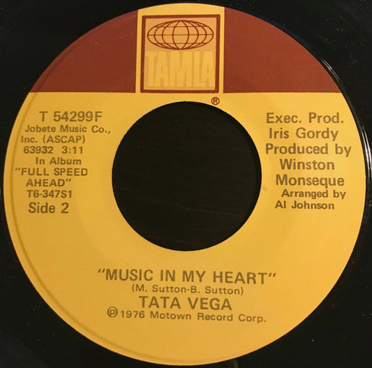 Tata Vega : I Just Keep Thinking About You Baby / Music In My Heart (7")