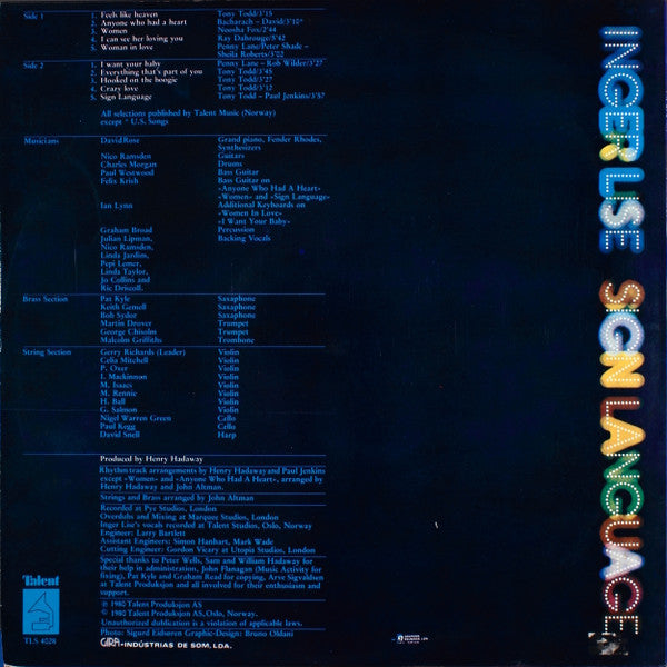 Inger Lise Rypdal : Sign Language  (LP, Album)