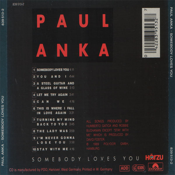 Paul Anka : Somebody Loves You (CD, Album)