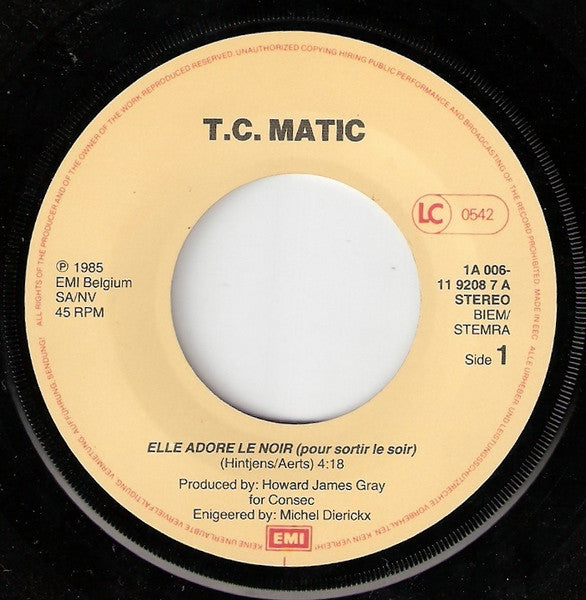 TC Matic : Elle Adore Le Noir Pour Sortir Le Soir (7", Single)