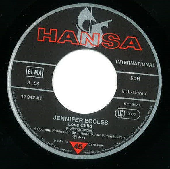 Jennifer Eccles : Love Child / Shotgun (7", Single)