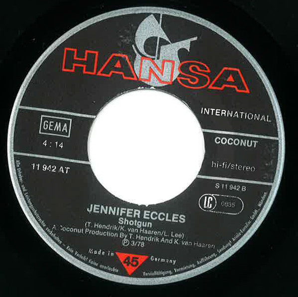 Jennifer Eccles : Love Child / Shotgun (7", Single)