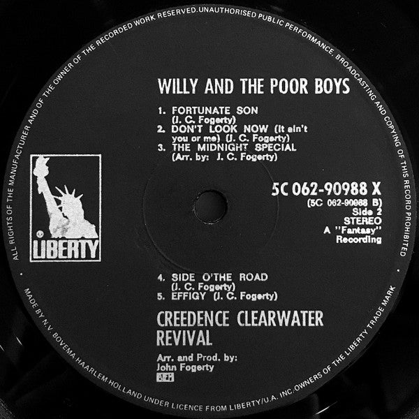 Creedence Clearwater Revival : Willy And The Poor Boys (LP, Album)