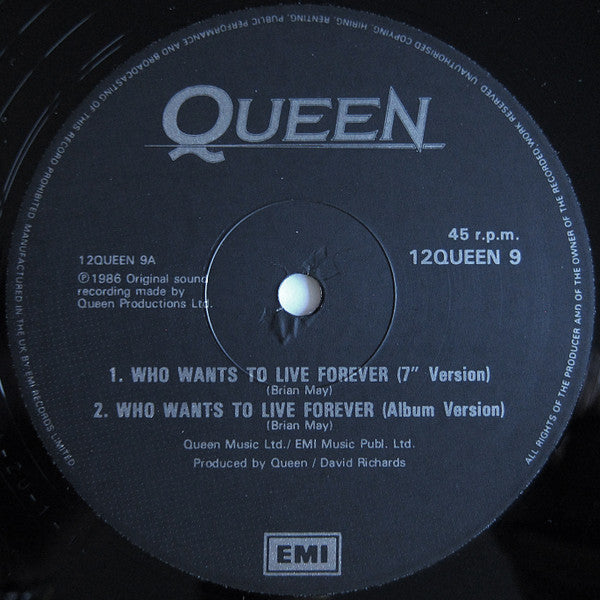 Queen : Who Wants To Live Forever (12", Single)
