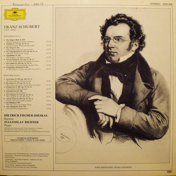 Franz Schubert, Dietrich Fischer-Dieskau - Sviatoslav Richter : Lieder  (LP)