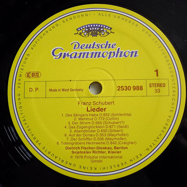 Franz Schubert, Dietrich Fischer-Dieskau - Sviatoslav Richter : Lieder  (LP)