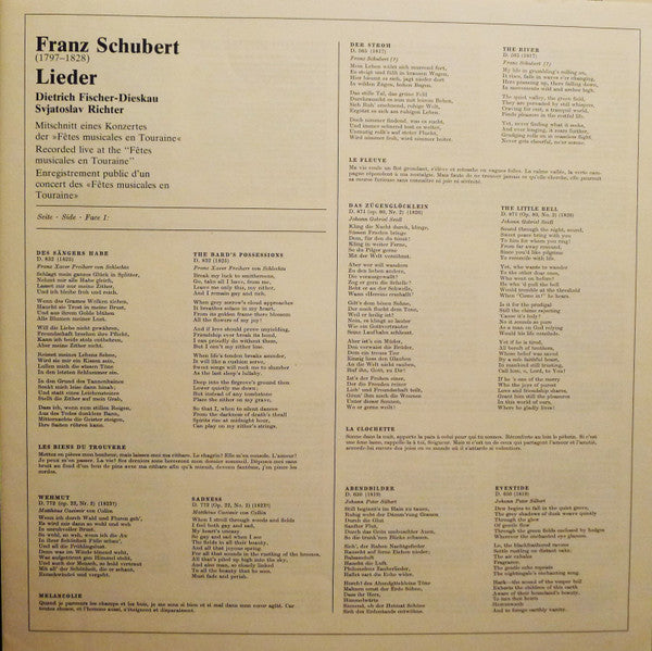 Franz Schubert, Dietrich Fischer-Dieskau - Sviatoslav Richter : Lieder  (LP)